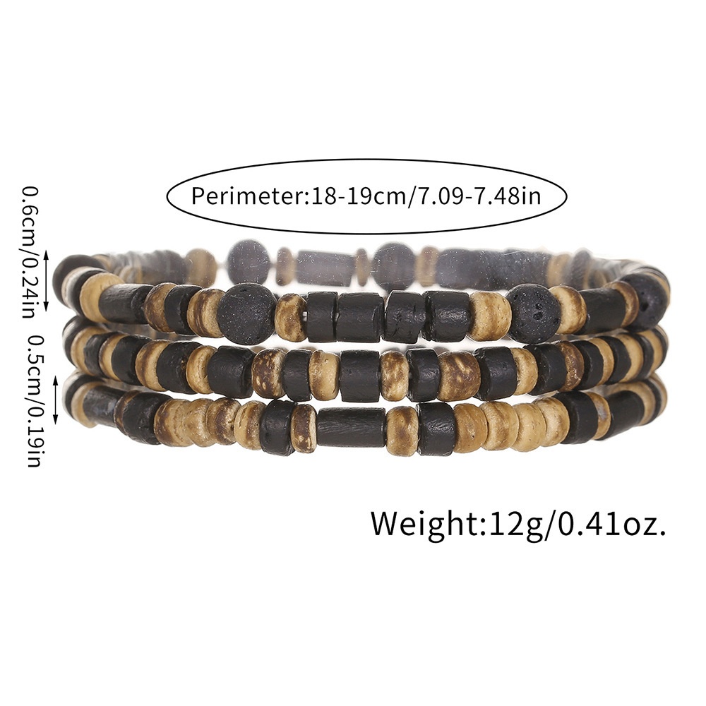 Bohemian Style Men's Bracelet Set - Beaded Stackable & Coconut Shell Accents